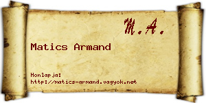 Matics Armand névjegykártya